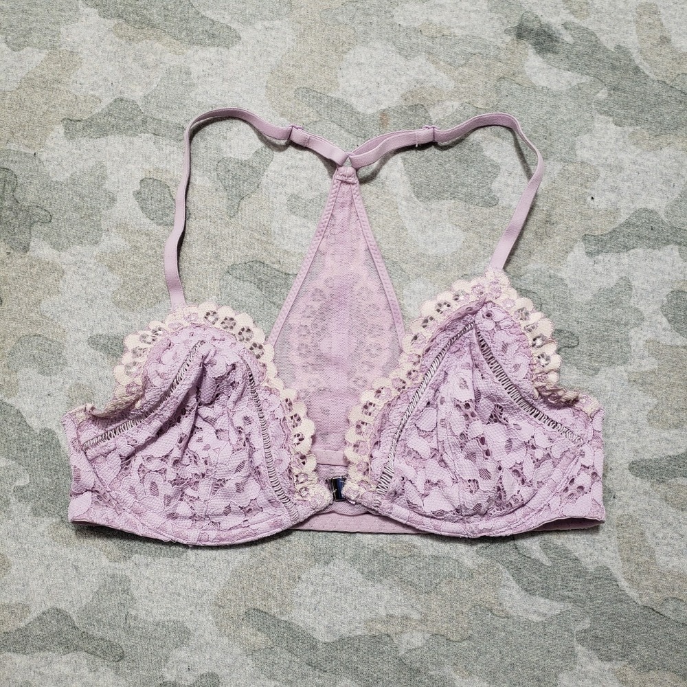 Victoria Secret Bra Womens 34C Purple Body By Victoria Unlined Plunge Underwire
